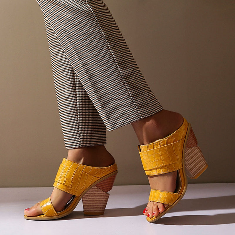 Chunky High Heeled Mules - Flip Flop Labs