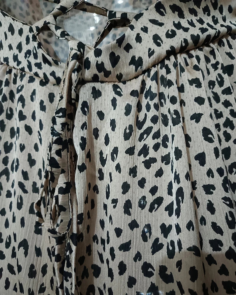 Ardm Sexy Leopard Print платьел етнее2021 Spaghetti Strap Backless Dresses Vintage Ruffled Lace Up Party Maxi Dress Vestidos