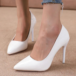 Red High Heels for Women's Sexy Fine Heel Pumps Fashion Party Plus Size 43 Pointed Toe Wed Shoes Patent Leather Dress High Heels