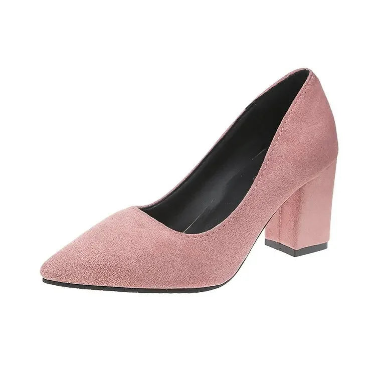 High Heels Women's 2022 New Women's Shoes Pointed Toe Shallow Mouth Shoes Women's Thick Heel Fashion Shoes Women's Large Size 43