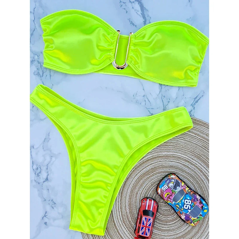 Bandeau Bikini Swimsuit Women 2024 Two-piece Swimwear Thong Bikinis Sets Female Bathing Suit Push Up Monokini Beach Wear Biquini - Flip Flop Labs