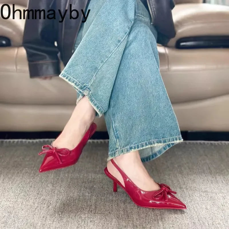 2025 New Summer High Heel Women Sandals Shoes Fashion Shallow Butterfly-knot Shoes Elegant Wedding Party Shoes