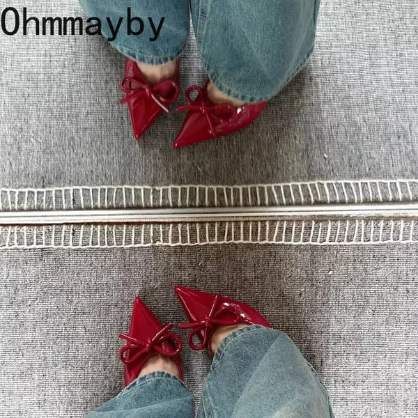 2025 New Summer High Heel Women Sandals Shoes Fashion Shallow Butterfly-knot Shoes Elegant Wedding Party Shoes