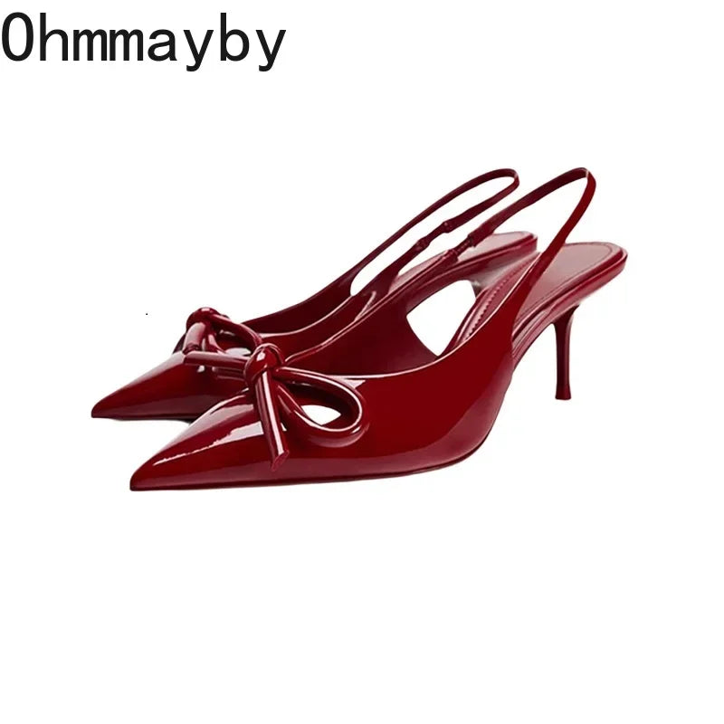 2025 New Summer High Heel Women Sandals Shoes Fashion Shallow Butterfly-knot Shoes Elegant Wedding Party Shoes