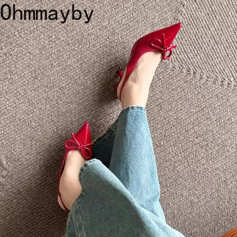 2025 New Summer High Heel Women Sandals Shoes Fashion Shallow Butterfly-knot Shoes Elegant Wedding Party Shoes