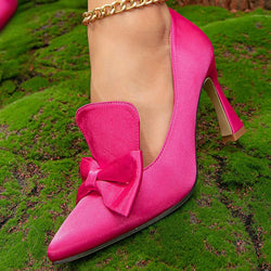 Women's High Heels European and American Fashion Women's Shoes High Heels Bow Single Shoes