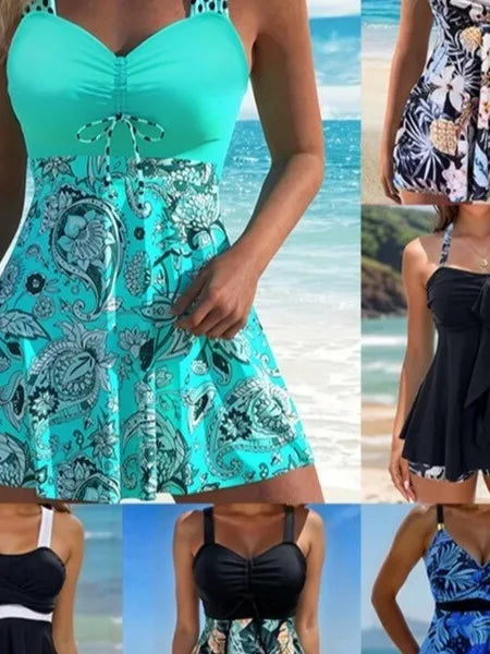 Sexy High-Waist Printed Bikini Two-Piece Swimsuit Women's Large Size Swimming Suit Trendy Poolwear Beachwear Summer 2025