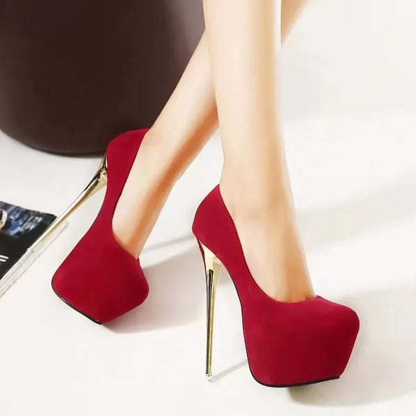 2025Women High Heels Pumps Fashion Flock Womens Sandals Platform Wedding Pumps Casual Thin Heels Womens Shoes Heels