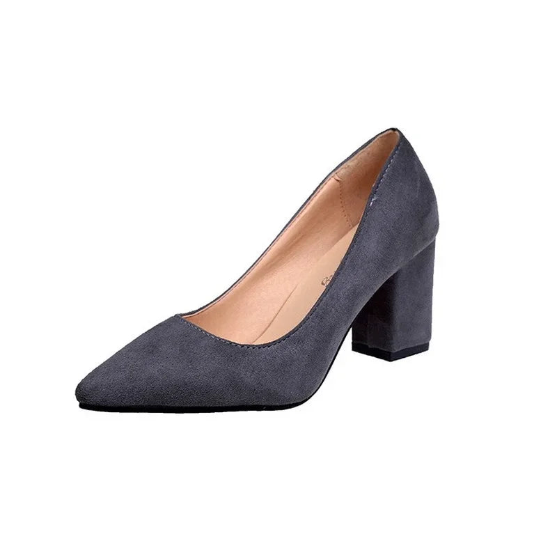High Heels Women's 2022 New Women's Shoes Pointed Toe Shallow Mouth Shoes Women's Thick Heel Fashion Shoes Women's Large Size 43