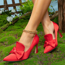 Women's High Heels European and American Fashion Women's Shoes High Heels Bow Single Shoes