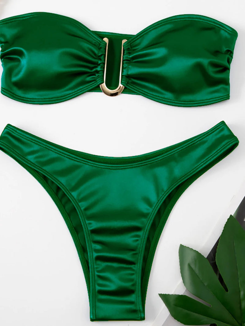 Bandeau Bikini Swimsuit Women 2024 Two-piece Swimwear Thong Bikinis Sets Female Bathing Suit Push Up Monokini Beach Wear Biquini - Flip Flop Labs