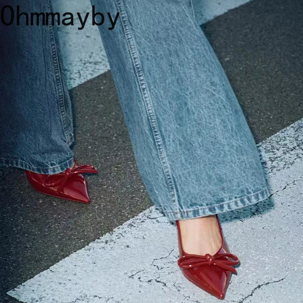 2025 New Summer High Heel Women Sandals Shoes Fashion Shallow Butterfly-knot Shoes Elegant Wedding Party Shoes