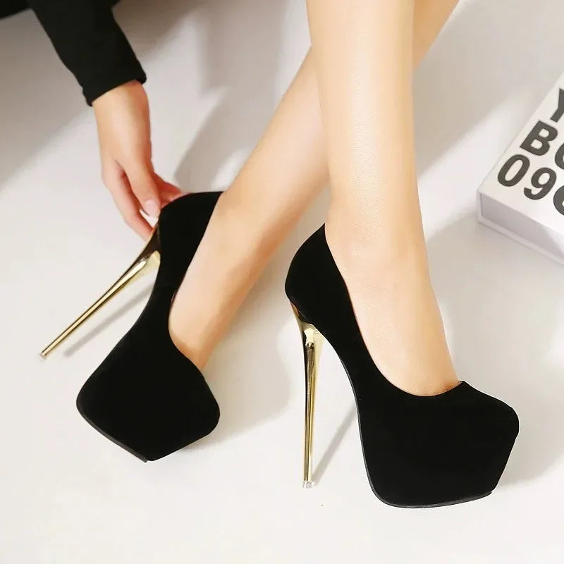 2025Women High Heels Pumps Fashion Flock Womens Sandals Platform Wedding Pumps Casual Thin Heels Womens Shoes Heels