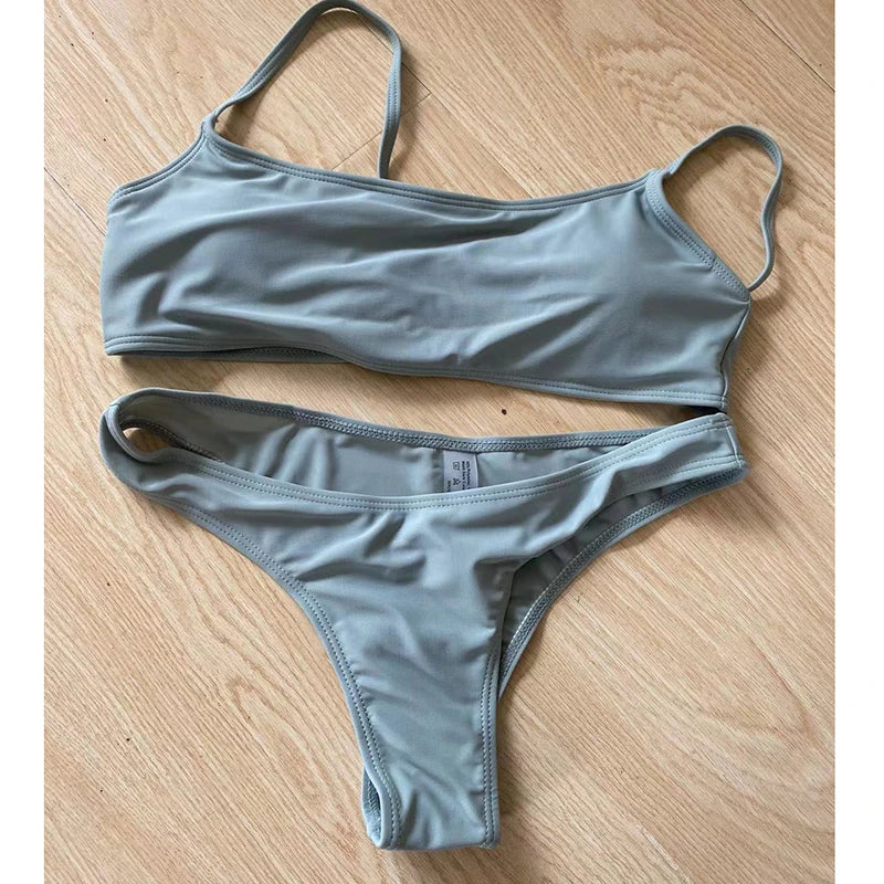 Brazilian Bikini 2022 Bathing Suit Women Swimsuit Plus Size Solid Swimwear Sexy Bandeau Bikini Set Push Up Maillot De Bain Femme - Flip Flop Labs