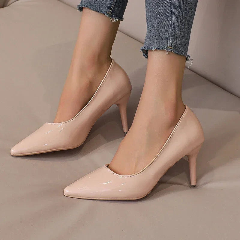 Red High Heels for Women's Sexy Fine Heel Pumps Fashion Party Plus Size 43 Pointed Toe Wed Shoes Patent Leather Dress High Heels