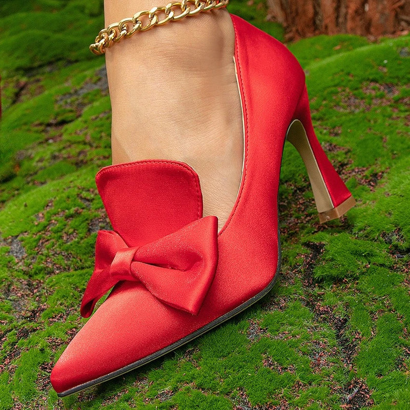 Women's High Heels European and American Fashion Women's Shoes High Heels Bow Single Shoes