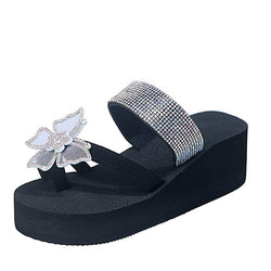 Sequined Flip Flop Butterfly Wedges - Flip Flop Labs