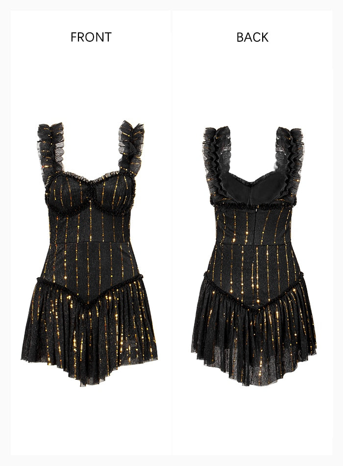 Compound Sequin Ruffled Playsuit - Flip Flop Labs