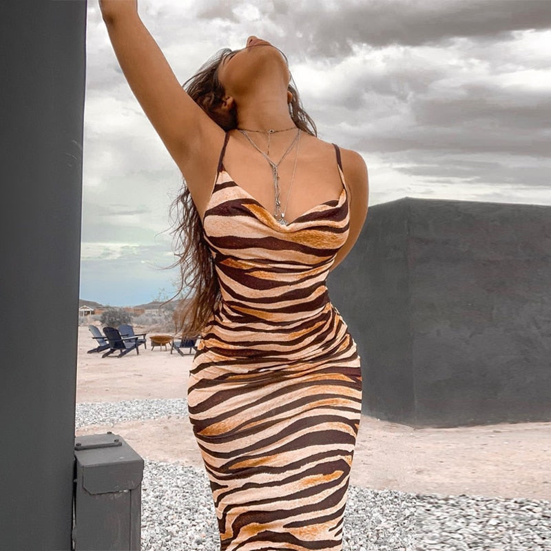 Long Bodycon Zebra Dress - Flip Flop Labs