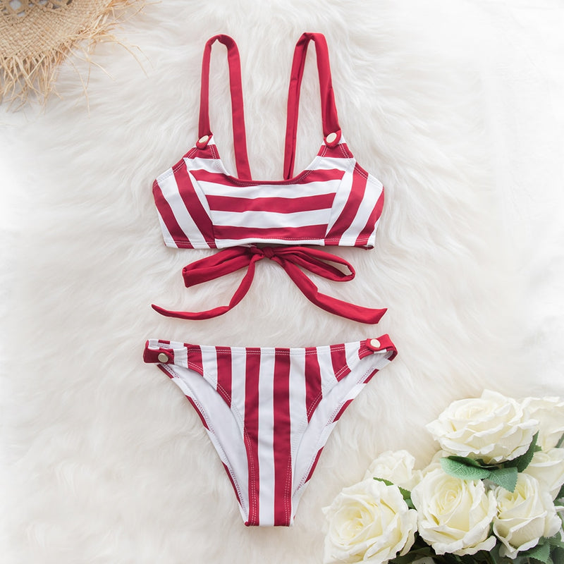 Candy Stripe Low-Waist Bikini Set - Flip Flop Labs