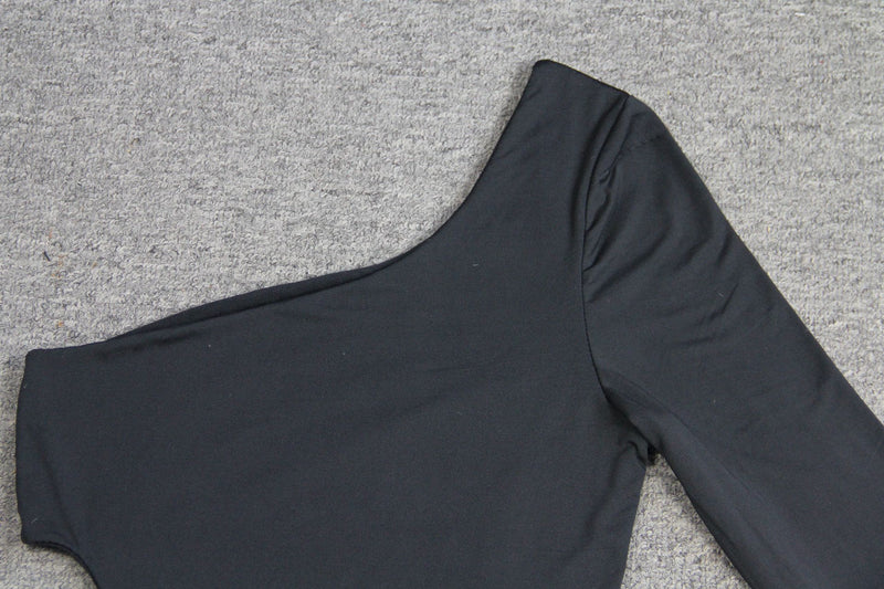 One Shoulder Side Slit Bodycon Midi Dress - Flip Flop Labs
