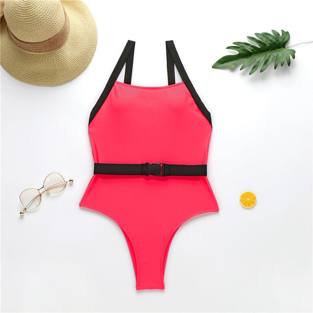 Neon Backless Buckle One Piece Swimsuit - Flip Flop Labs