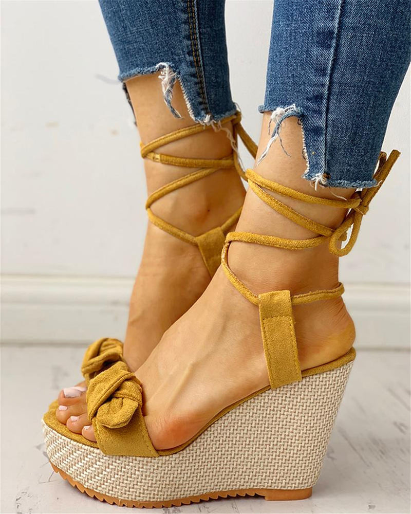 Sweet Bow Summer Wedge Sandals - Flip Flop Labs