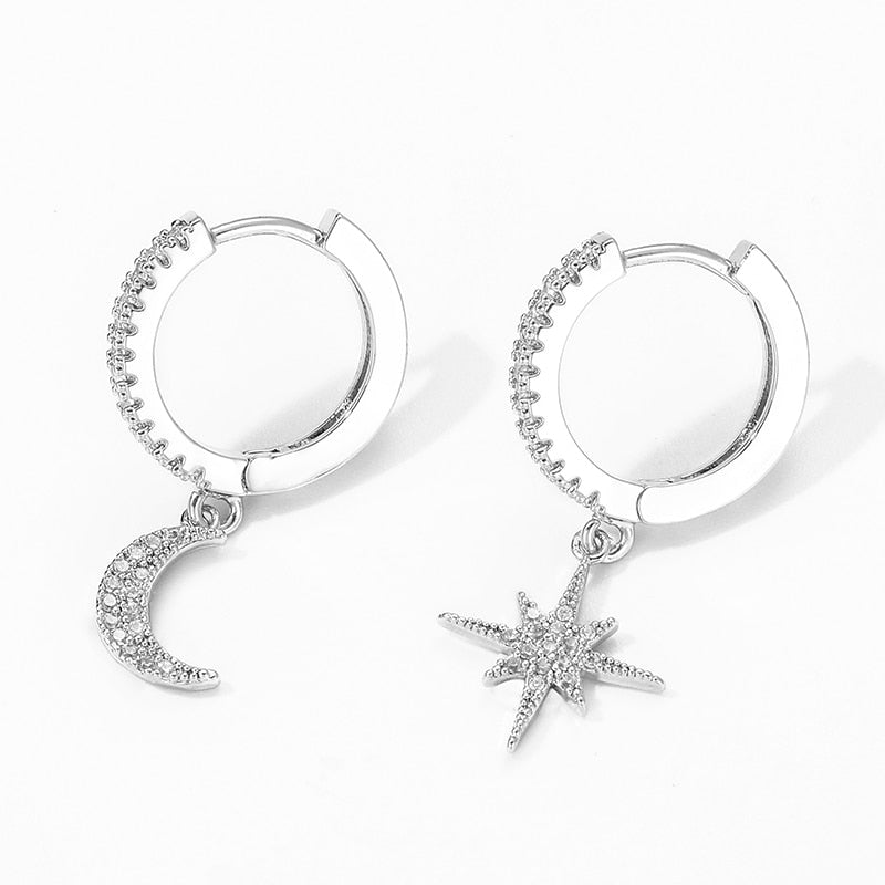 CZ Star And Moon Earrings - Flip Flop Labs