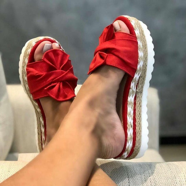 Summer Bow Wedge Slippers - Flip Flop Labs