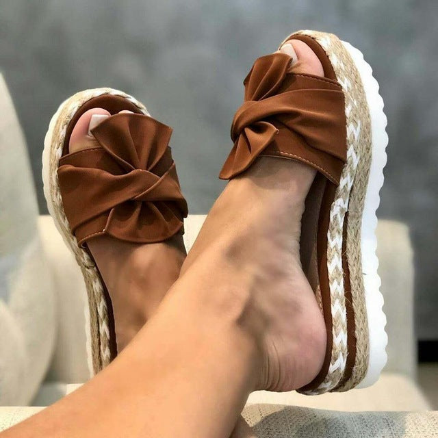 Summer Bow Wedge Slippers - Flip Flop Labs