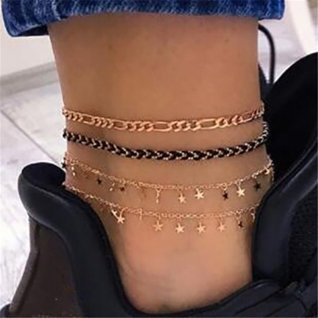 Layered Pendant Ankle Bracelet - Flip Flop Labs
