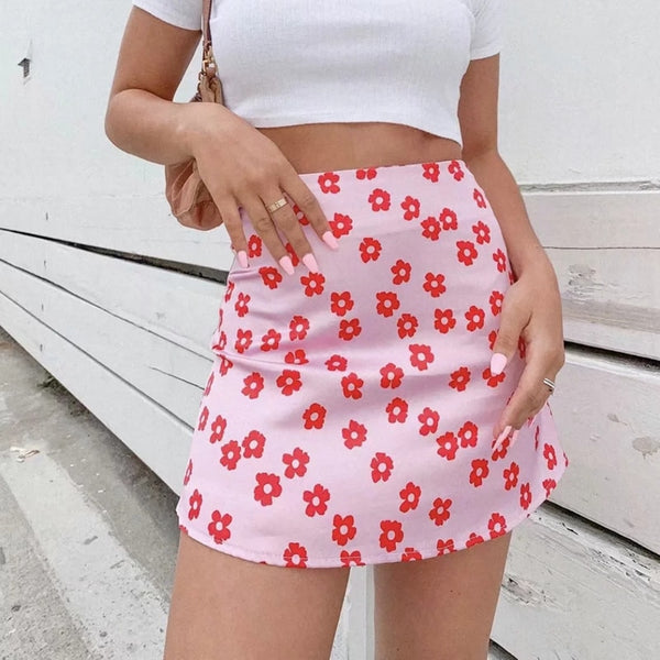 Pink Flowers Mini Skirt - Flip Flop Labs