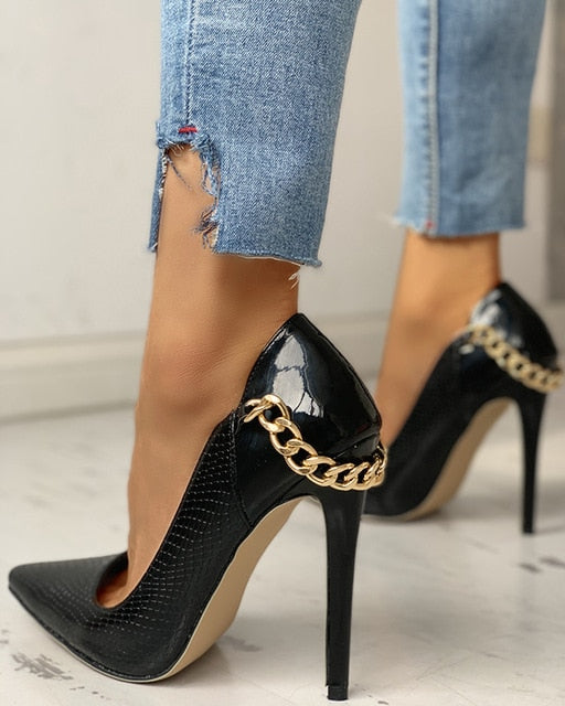 Pointed Toe Chain Heel Pumps | Flip Flop Labs