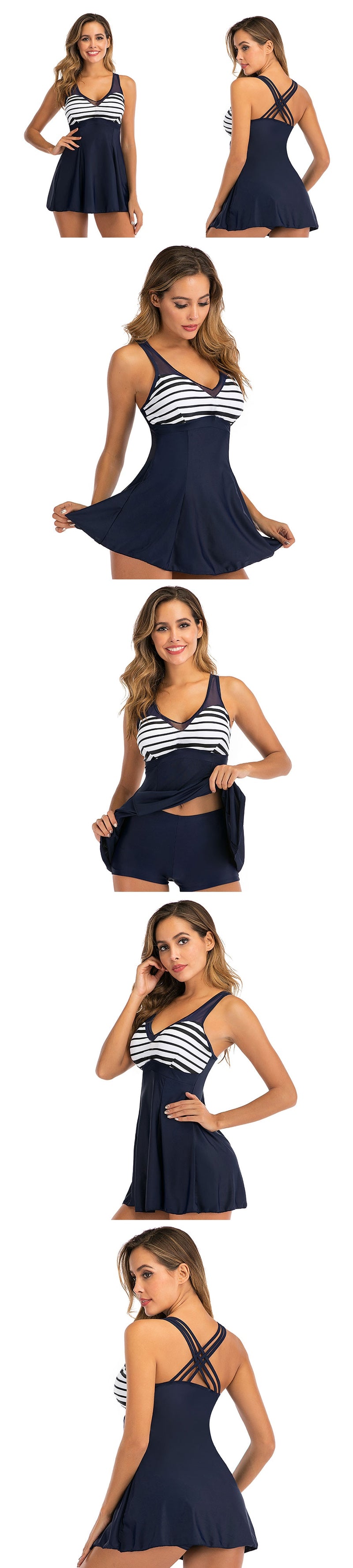 Navy Tankini Swimsuit with Skirt - Flip Flop Labs