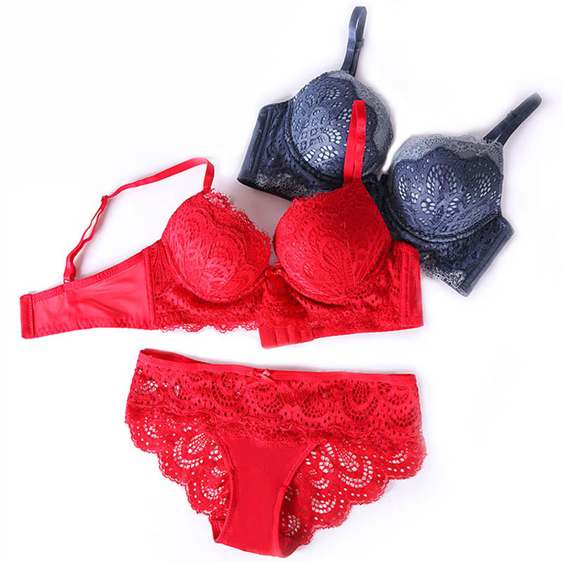 product/Red-lace-bra-brief-set-push-up-bra-panty-set