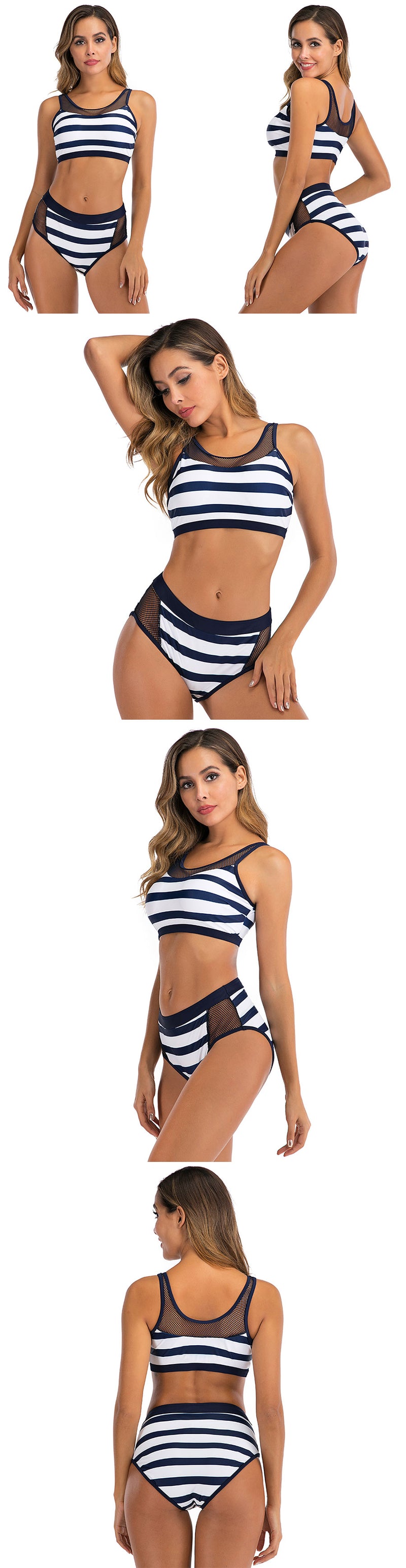 Blue Stripe Lace Bikini Set - Flip Flop Labs