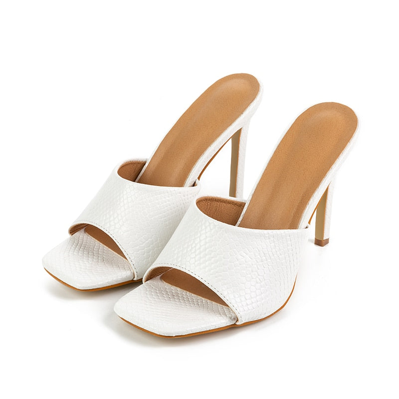 Square Toe Thin Heel Slippers - Flip Flop Labs