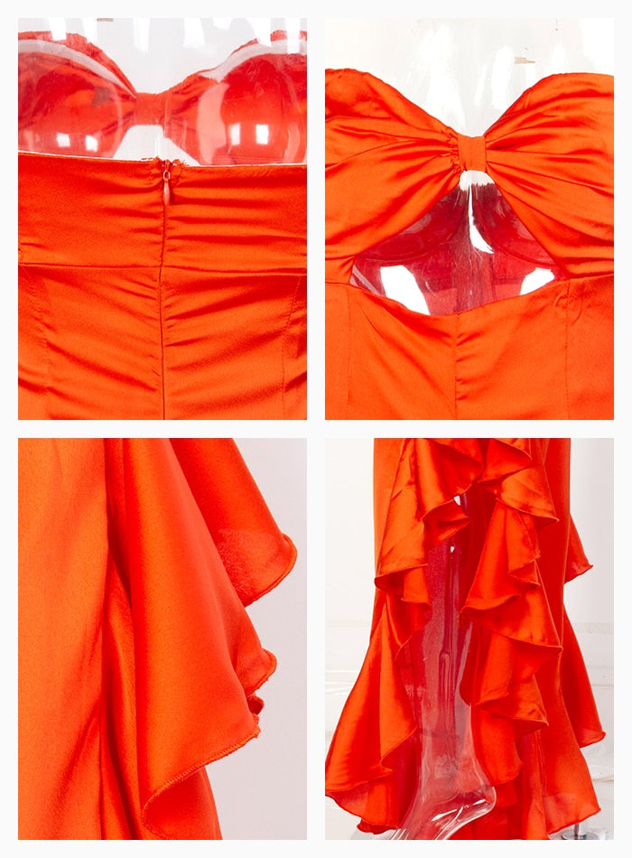 Orange Tube Top Slit Ruffled Jumpsuit - Flip Flop Labs