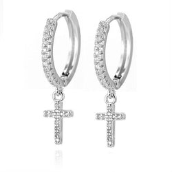 CZ Cross Hoop Earrings - Flip Flop Labs