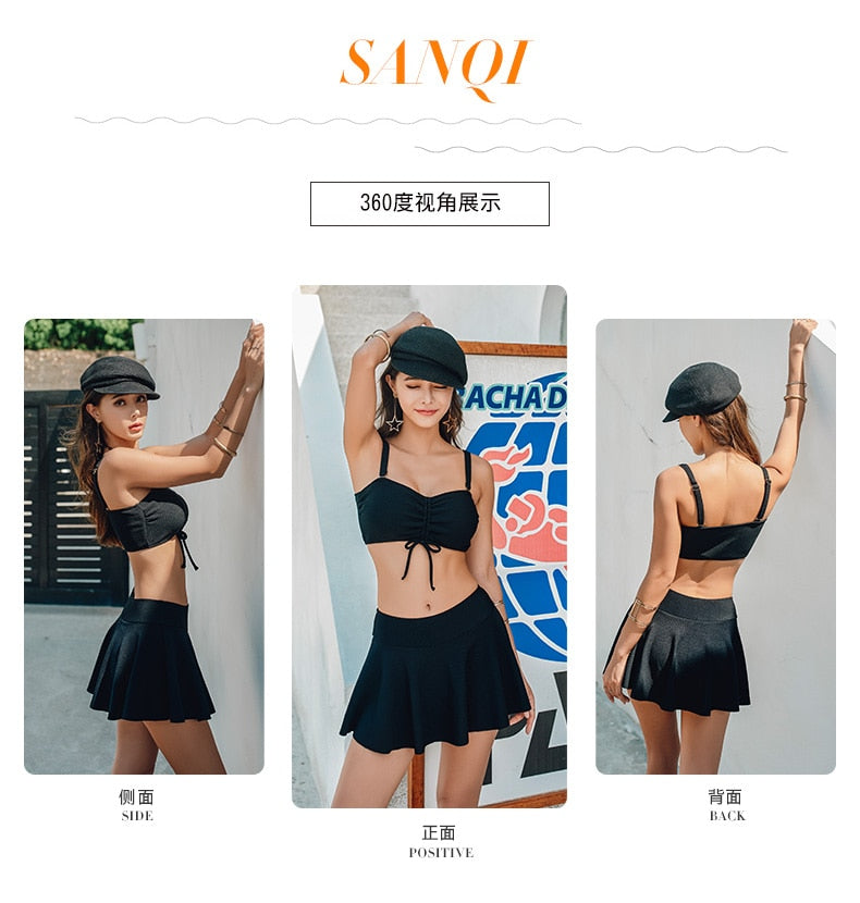 Slimming Halter and Split Skirt Swimsuit - Flip Flop Labs