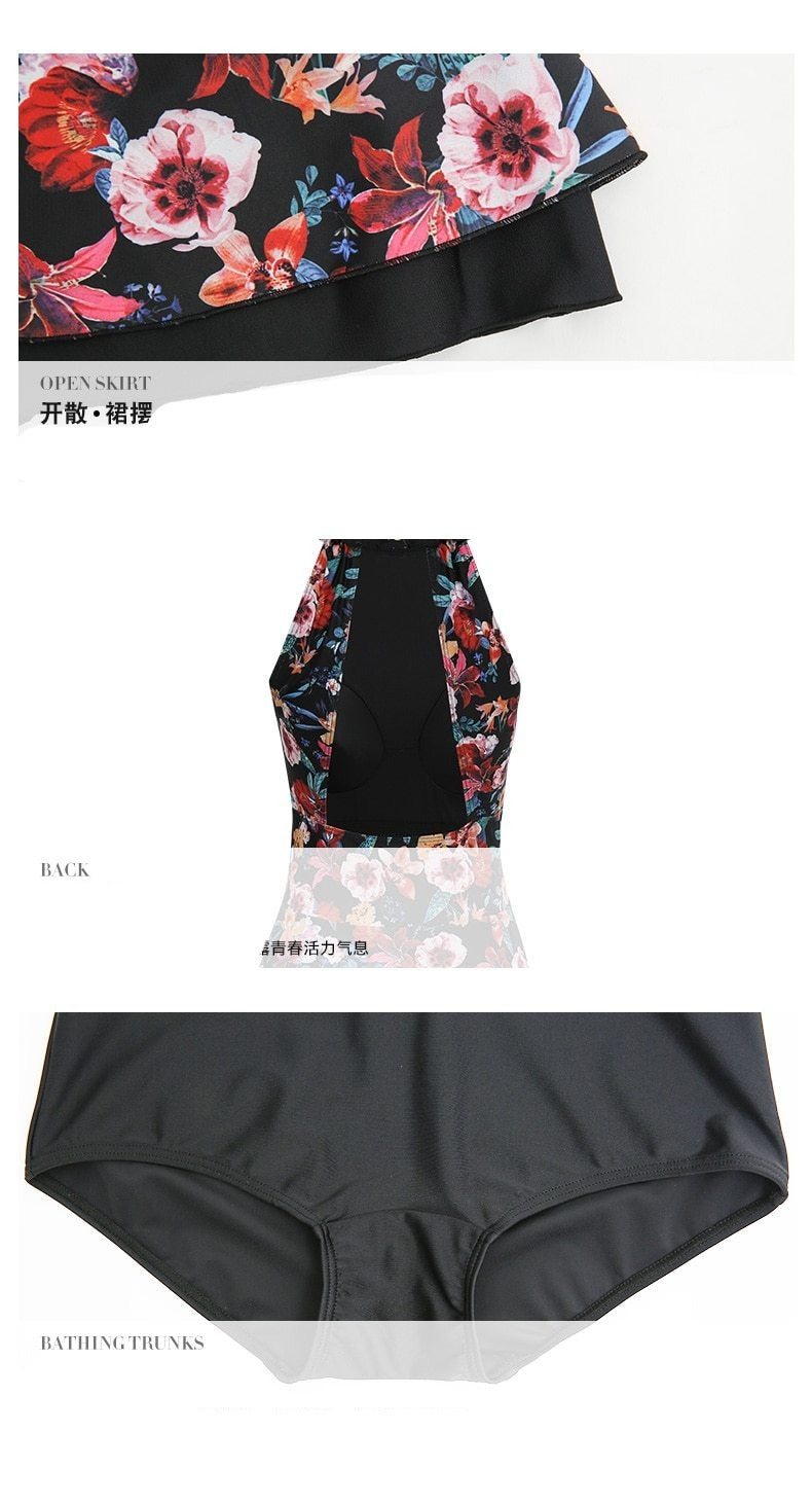 One-piece Floral Swimsuit Dress - Flip Flop Labs