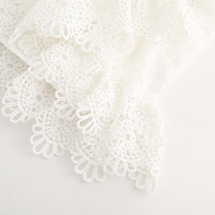 White Lace Crochet Short Dress - Flip Flop Labs