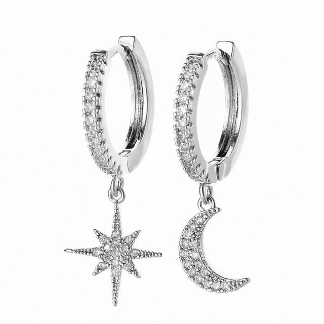 CZ Star And Moon Earrings - Flip Flop Labs