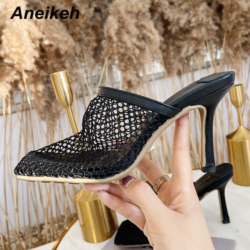 Mesh High Heeled Slippers - Flip Flop Labs