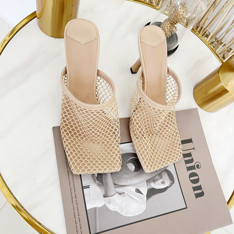 Mesh High Heeled Slippers - Flip Flop Labs