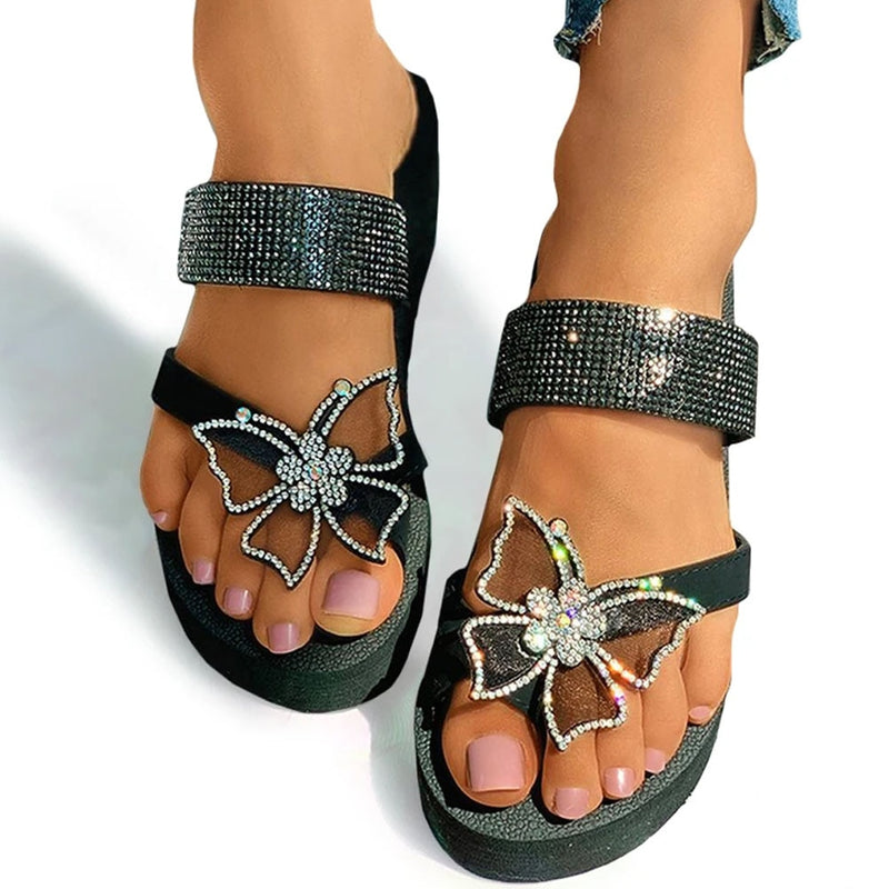Sequined Flip Flop Butterfly Wedges - Flip Flop Labs