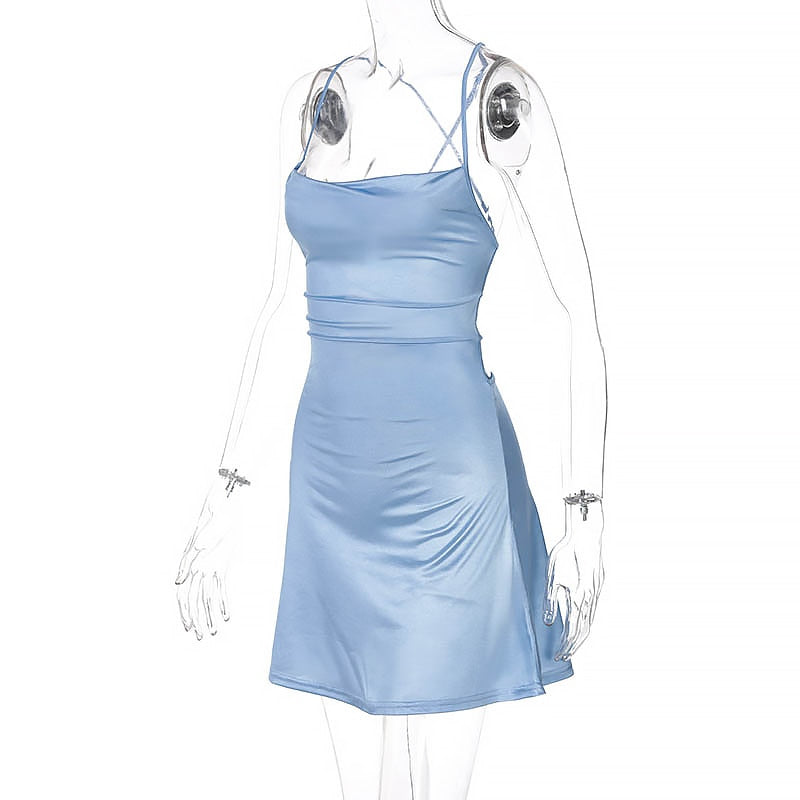 Satin Backless Mini Dress - Flip Flop Labs