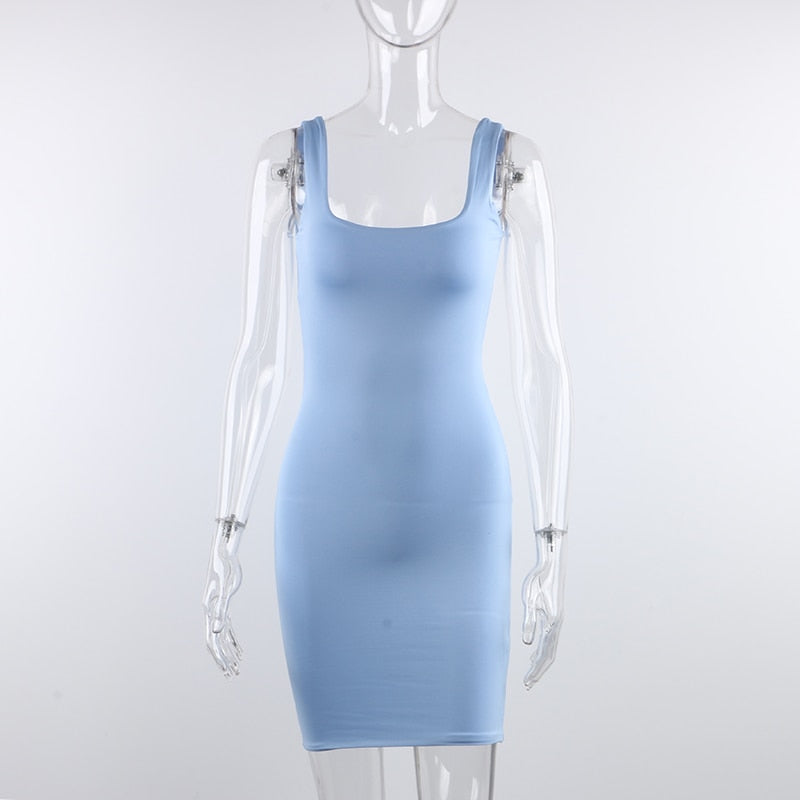 Square Neck Sleeveless Bodycon Mini Dress - Flip Flop Labs