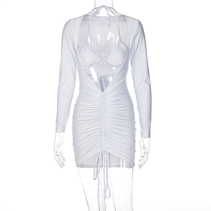 Ruched Bodycon Mini Dress Set - Flip Flop Labs