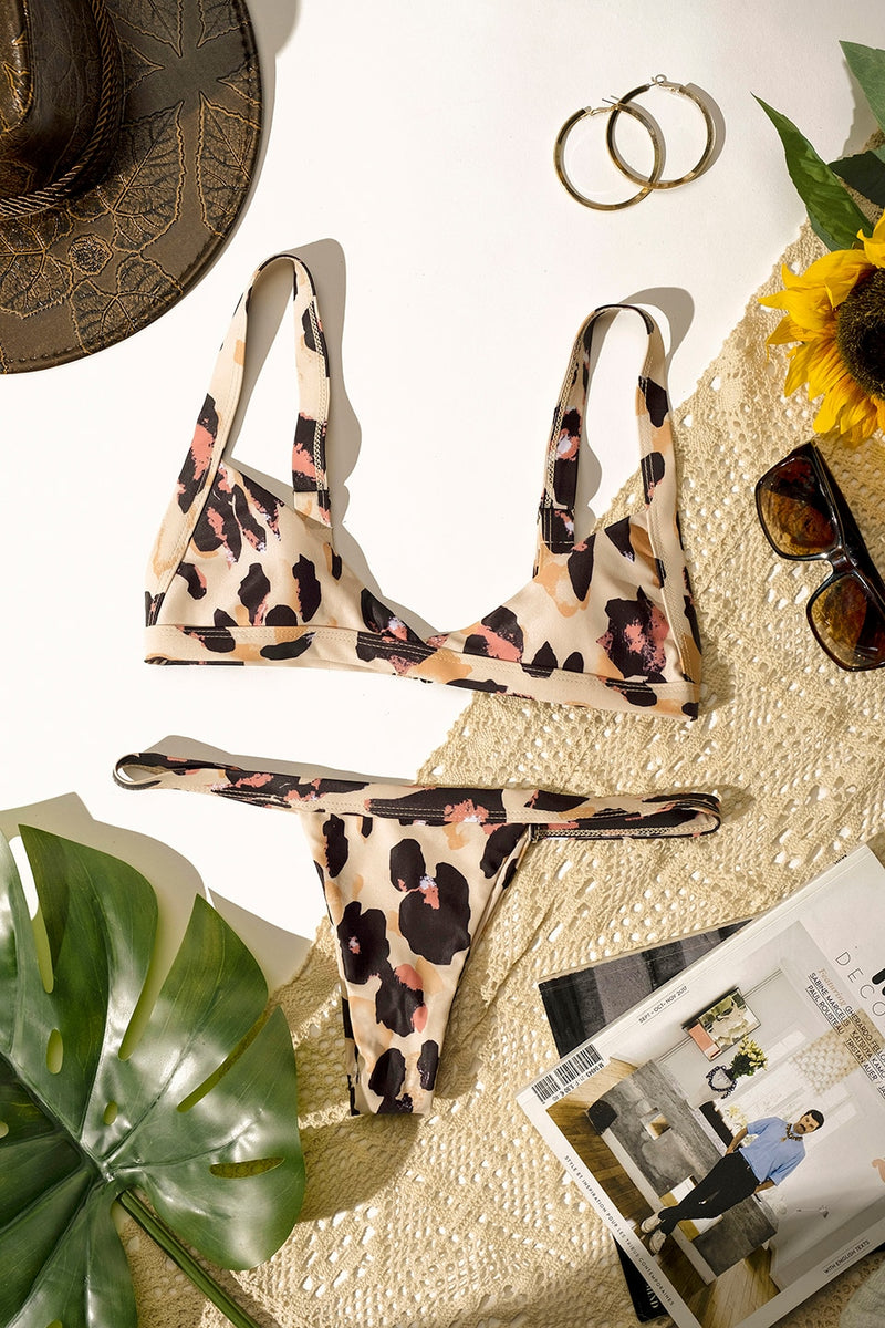 Leopard Print Push Up Bikini Set